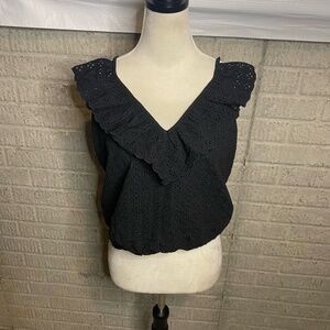 NWT Express Womens‎ Black Eyelet Halter Open Back Tank Top Size Large